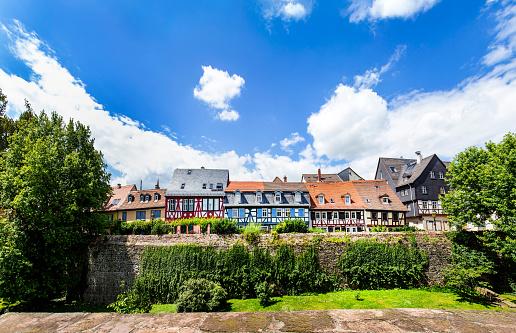 Frankfurt, Germany - July 5, 2016: Historic old town Frankfurt-Hoechst with its half-timbered houses