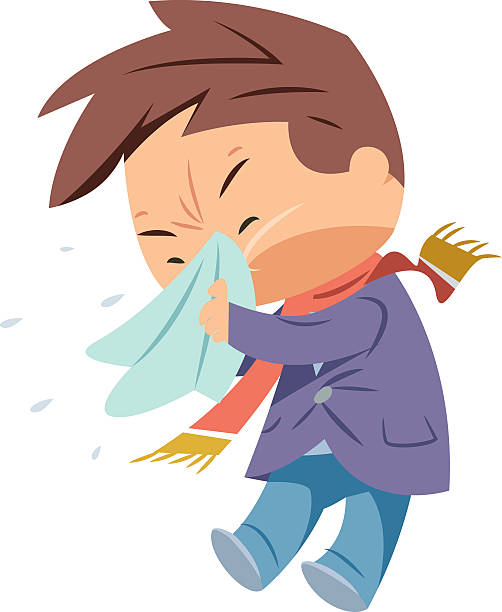 чихать - cold and flu flu virus sneezing illness stock illustrations