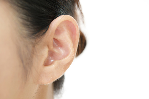 Closeup picture of woman's ear
