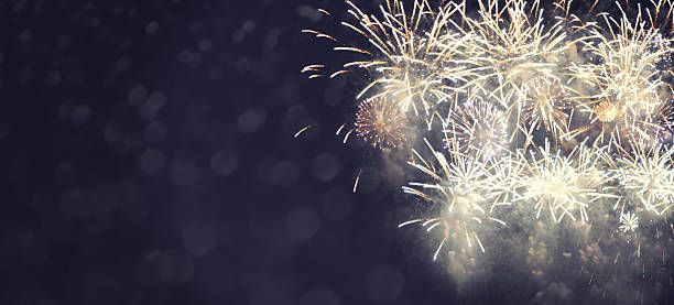 istock Fantastic colorful fireworks with  copyspace. Background for New 598563326