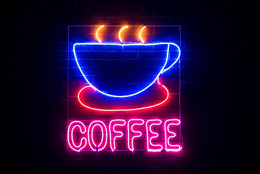 Neon coffee shop sign