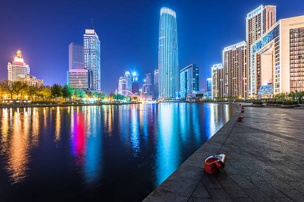 istock Tianjin cityscape and haihe river at night 598567142