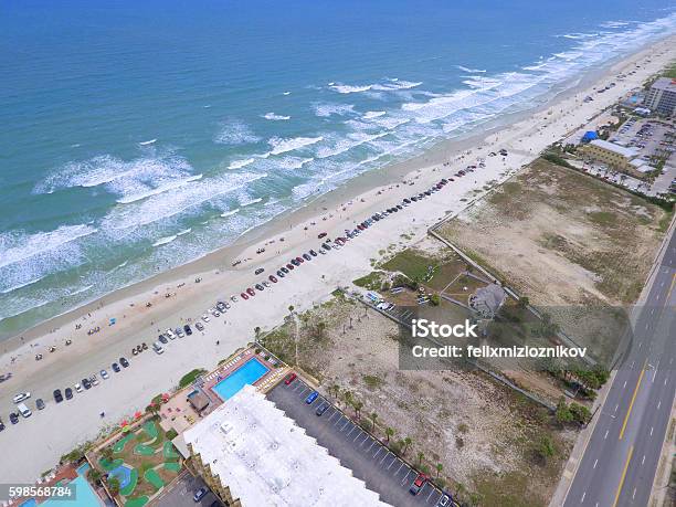 Cars On Daytona Beach Stock Photo - Download Image Now - Daytona Beach, Aerial View, Beach