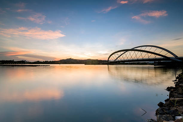 istock Modern bridge call butterfly look during Sunrise. 598571330