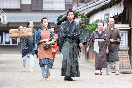 Film scene from old Japanese town