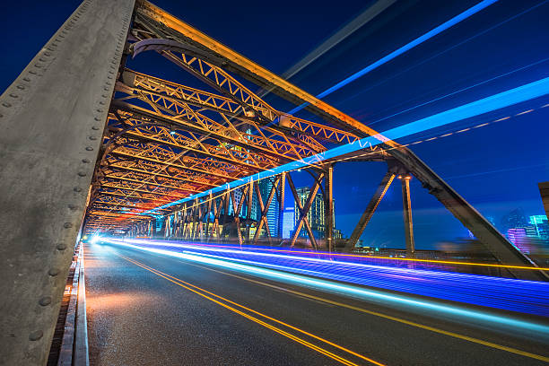 istock blurred light trails at waibaidu bridge 598670978