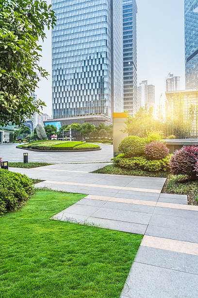 istock green park front of office builsings 598673078
