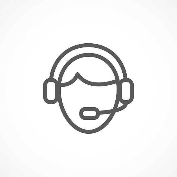 Call center icon Call center line icon on white background headset stock illustrations