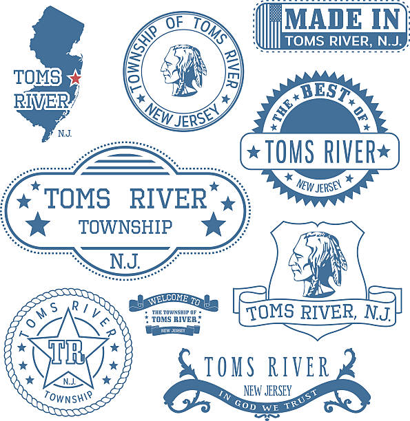 Toms River township, NJ, generic stamps and signs Toms River township, New Jersey. Set of generic stamps and signs. amerind stock illustrations