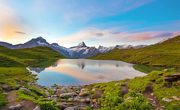 istock Fantastic landscape at sunrise in the Swiss Alps, 598676080