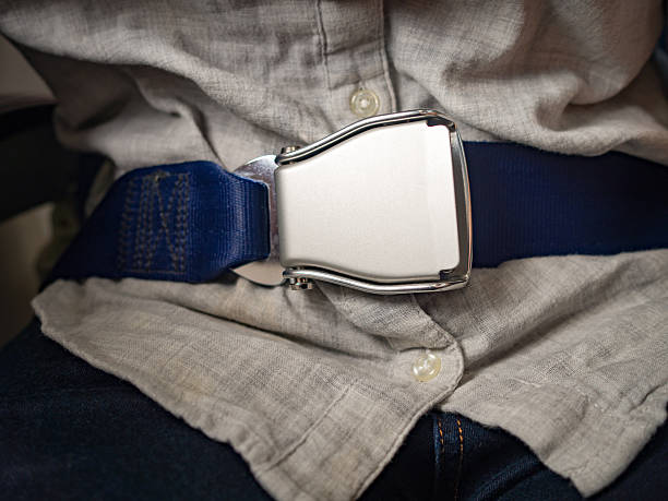 istock Passenger wearing seat belt Airplane to save life flying sky 598676348