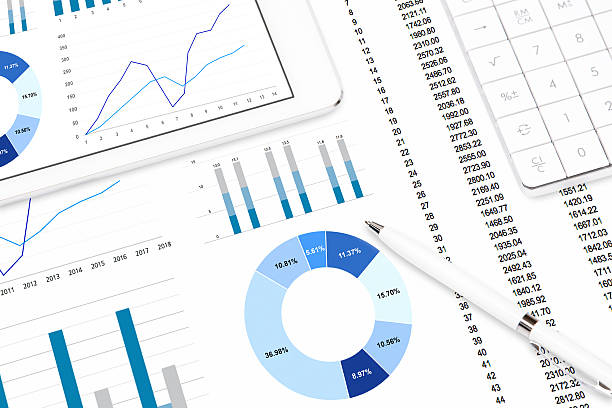 istock Business chart on the digital tablet and printed media 598677794