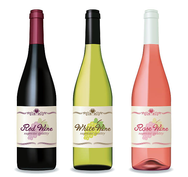 Wine bottle set Red wine, white wine and rose wine,wine bottle set rosé stock illustrations
