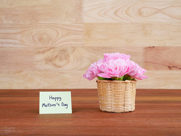 istock Handwriting Happy Mother's Day and Carnation flower 6 598680334
