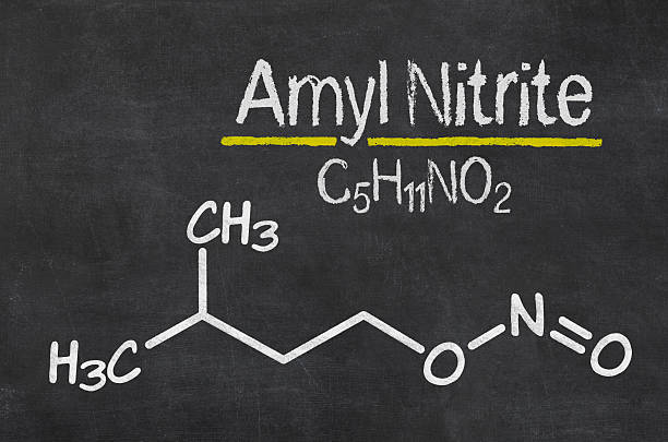 istock Blackboard with the chemical formula of Amly nitrite 598680984