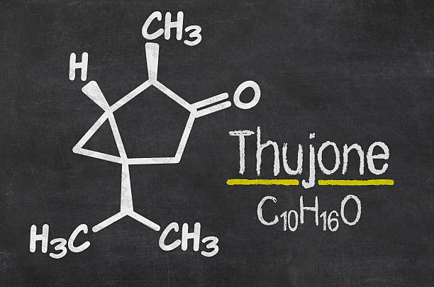 Blackboard with the chemical formula of Thujone