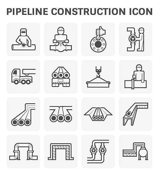 illustrations, cliparts, dessins animés et icônes de icône de construction de pipeline - valve manual worker industry oil industry