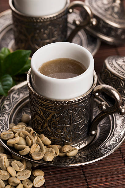 istock Green coffee. drink and beans 598682060