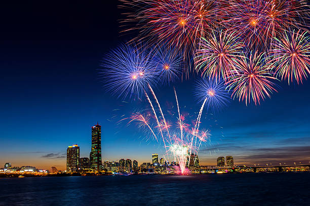 istock Colorful fireworks in Seoul ,South Korea 598682800
