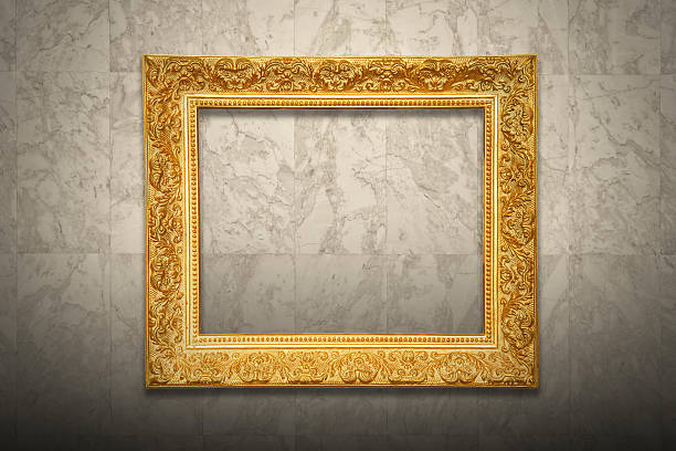 istock Antique old picture frame on marble wall 598687818