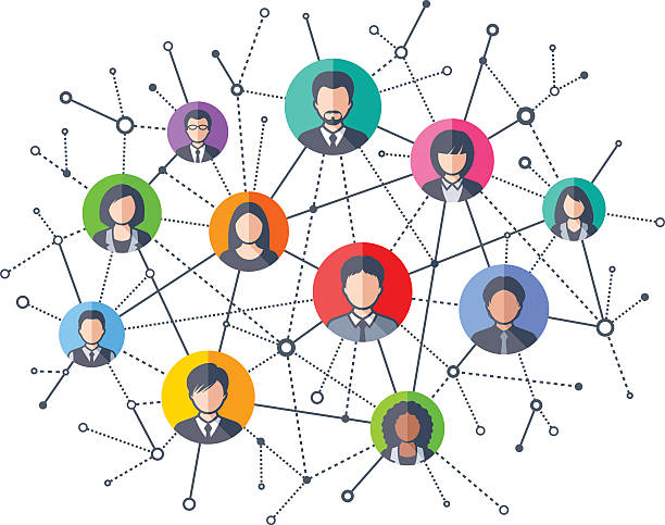 социальные сети  - connection node computer network communication stock illustrations