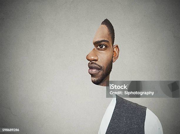 Surrealistic Portrait Front With Cut Out Profile Of Man Stock Photo - Download Image Now
