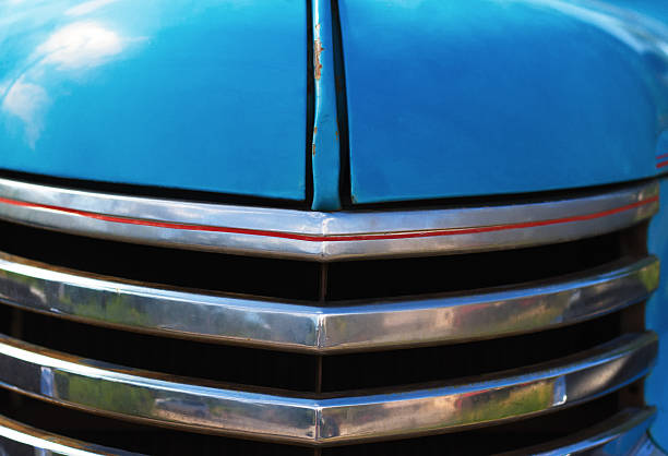 istock Blue Vintage Truck, Front Grille Detail (Close-Up) 598689380