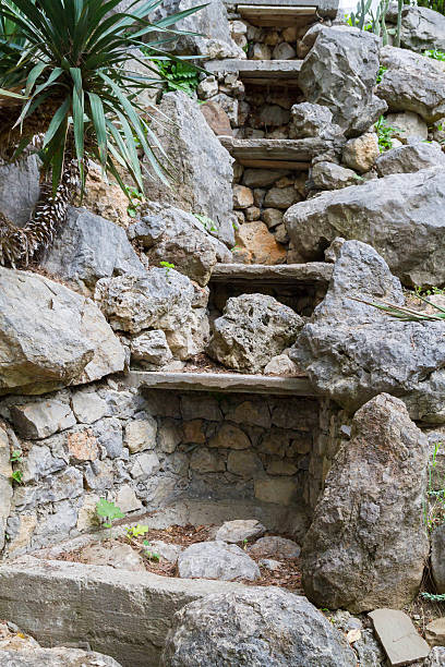 istock landscaped mound of stone for the waterfall 598693852