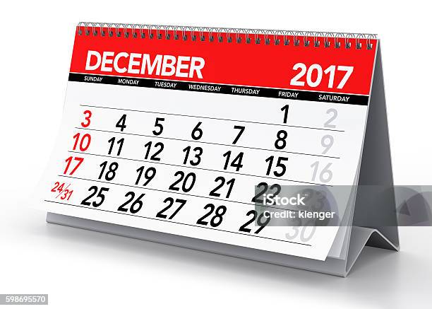 Calendario Dicembre 2017 - Fotografie stock e altre immagini di 2017 - 2017, Calendario, Carta