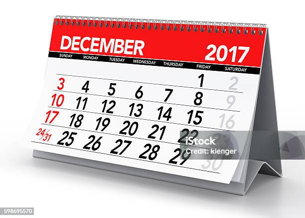 December 2017 Calendar Stock Photo - Download Image Now - 2017, Calendar, Computer Graphic