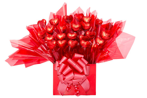 istock Colorful red gift of chocolate flowers 598696940