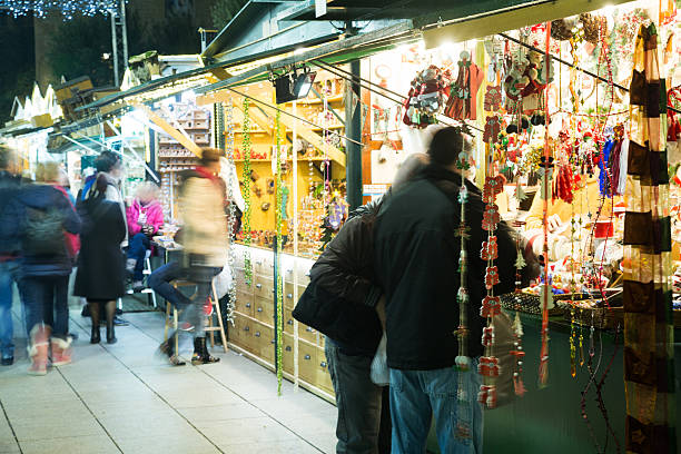 istock Christmas fair near Cathedral   in evening. Barcelona 598698082
