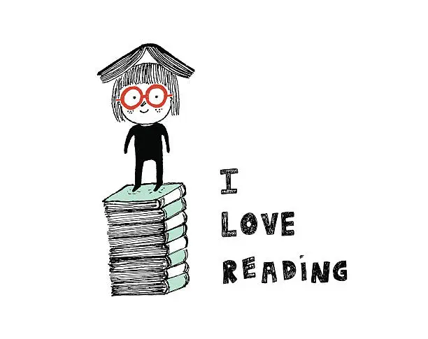 Vector illustration of I love reading