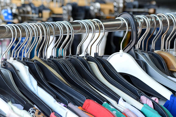 istock Clothing hangers on a rack 598702632