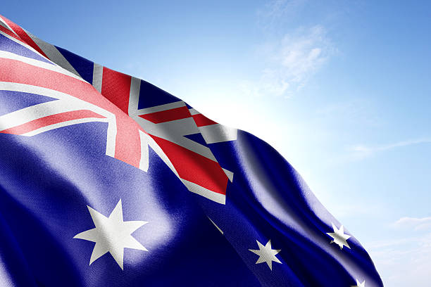 istock Flag of Australia waving in the wind 598705346