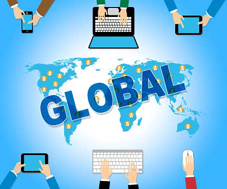 Global Business Showing International Trading And Websites