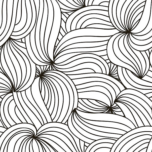 ilustrações, clipart, desenhos animados e ícones de fundo monocromático vetorial. ornamento ondulado à mão. modelo para saudação - abstract design pattern mandala