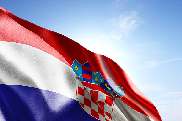 istock Flag of Croatia waving in the wind 598708132