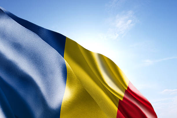 istock Flag of Romania waving in the wind 598708678
