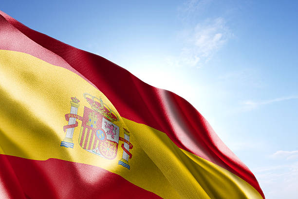 istock Flag of Spain waving in the wind 598709014