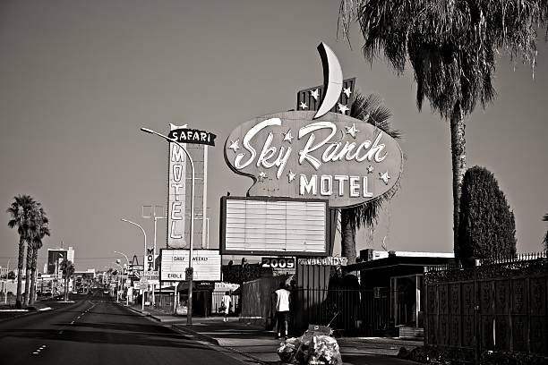 Las Vegas, Nevada, USA - June 28, 2013: Motel signs lining Fremont street act as a reminder of the early days of the Vegas scene. 