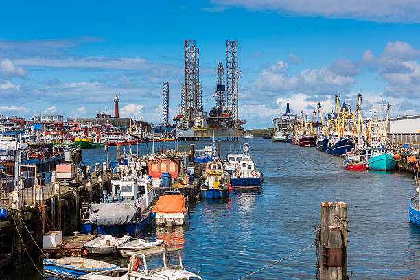 fishing harbour of ijmuiden netherlands - ijmuiden imagens e fotografias de stock