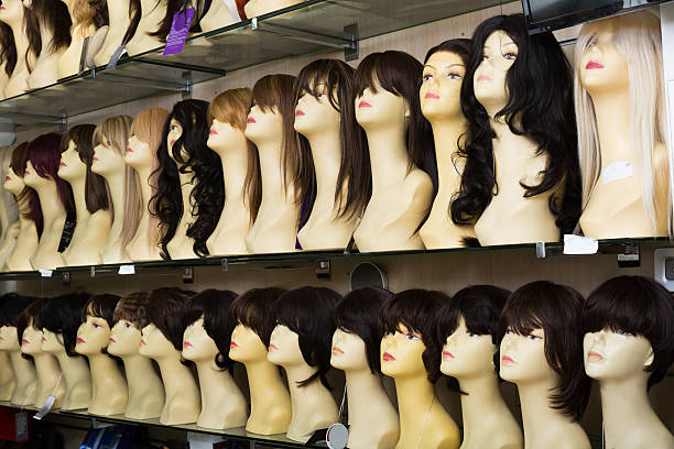 istock Dummies heads with hair style in shop 598712214