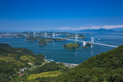 Kurushima Bridges in Seto Inland Sea, Japan