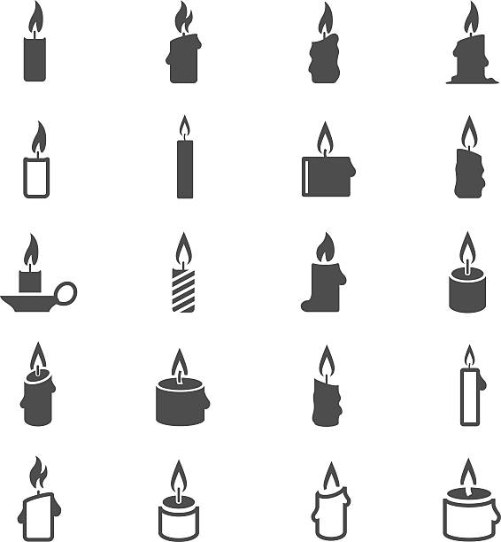 ilustrações, clipart, desenhos animados e ícones de conjunto de ícones de velas - vela