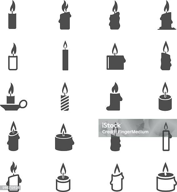Candles Icon Set Stock Illustration - Download Image Now - Candle, Vector, Flame