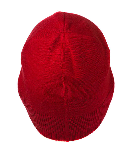 istock Red knitted  beanie isolated on white background 598716734