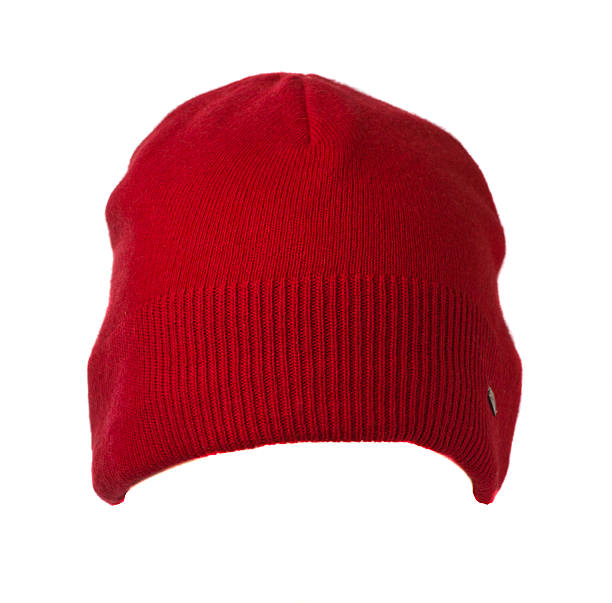 istock Red knitted hat isolated on white background 598716858