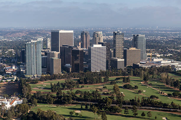 Afternoon Aerial View of Century City in Los Angeles California stock photo