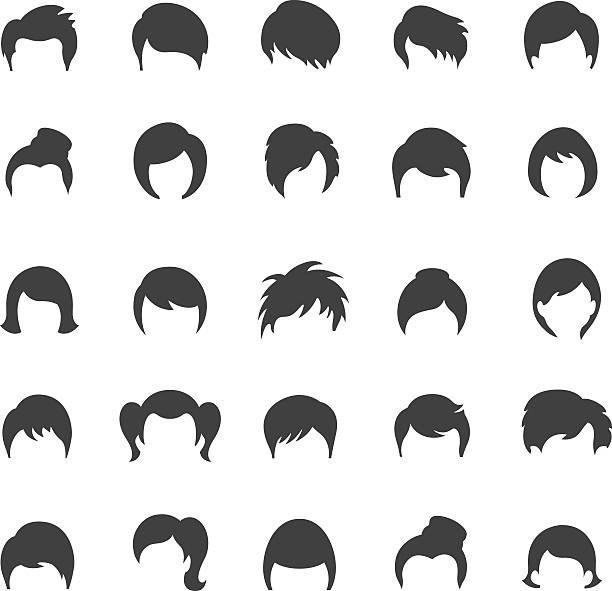 ilustraciones, imágenes clip art, dibujos animados e iconos de stock de icono de estilo - cabello humano